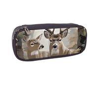 AQRJLPO Camouflage Deer_1 Prints Flip Leather Pencil Case Cute Pen Pencil Pouch Pencil Box Travel Makeup Bag Stationery Gift for Students Girls Boys Women