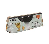 AQRJLPO Cartoon Cat and Dog Printed Stationery Pencil Case, Cute Leather Pencil Bag Pen Case Pouch, School Stationery Organizer Makeup Bag for Boys Girls Students
