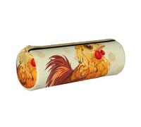 AQRJLPO Chicken Chick Printed Round Pencil Case, Cute Leather Pencil Bag Pen Case Pouch, School Stationery Organizer Makeup Bag for Boys Girls Students