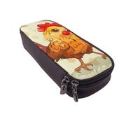AQRJLPO Chicken Chick Prints Leather Pencil Case & Cosmetic Organizer Pouch with Zipper - Waterproof School Supplies, Travel Makeup Bag, Stationery Gift for Students, Women