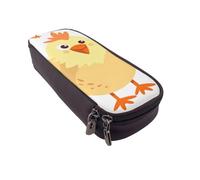 AQRJLPO Chicken Chick Prints Leather Pencil Case & Cosmetic Organizer Pouch with Zipper - Waterproof School Supplies, Travel Makeup Bag, Stationery Gift for Students, Women