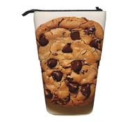 AQRJLPO Chocolate Cookie Print Expandable Pencil Case Organize, Stretchable Travel Stationery & Makeup Pouch Desk Storage Box for School, Office, Travel
