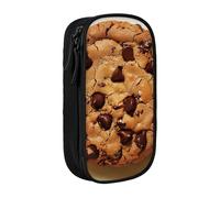 AQRJLPO Chocolate Cookie Prints Pencil Case for Students Boys Girls - Large Capacity Double-Layer Office School Stationery Pouch Pencil Holder,Black
