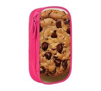 AQRJLPO Chocolate Cookie Prints Pencil Case for Students Boys Girls - Large Capacity Double-Layer Office School Stationery Pouch Pencil Holder,Pink
