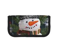 AQRJLPO Christmas Carton Snowman Print Canvas Pencil Case for Boys Girls Women, Cosmetic & Stationery Organizer, Zipper Desk Storage Pouch for School, Office & Travel Gifts