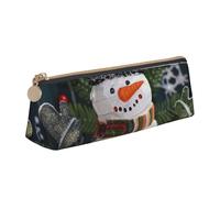 AQRJLPO Christmas Carton Snowman Printed Stationery Pencil Case, Cute Leather Pencil Bag Pen Case Pouch, School Stationery Organizer Makeup Bag for Boys Girls Students