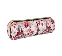 AQRJLPO Cityscape Paris Tower France Printed Round Pencil Case, Cute Leather Pencil Bag Pen Case Pouch, School Stationery Organizer Makeup Bag for Boys Girls Students