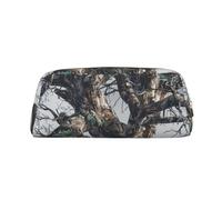 AQRJLPO Cold Tree Camouflage Print Leather Pencil Case with Gold Zipper, Multi-Use Cosmetic & Stationery Organizer, Waterproof Desk Storage Pouch for School, Office & Travel Gifts
