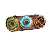 AQRJLPO Colorful Cartoon Donuts Print Leather Pencil Case Organize, Multi-Use Travel Cosmetic Bag, Zipper Desk Storage Box Compact Gift for School, Office, Travel