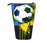 AQRJLPO Colorful Football Print Expandable Pencil Case Organize, Stretchable Travel Stationery & Makeup Pouch Desk Storage Box for School, Office, Travel