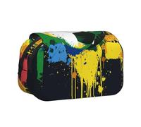 AQRJLPO Colorful Football Print Pencil Case Double - Layer Flip Pencil Pouch Pen Organizer Makeup Bag for School, Travel and Work