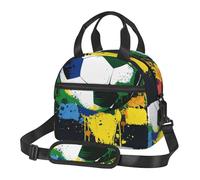 AQRJLPO Colorful Football Printed Insulated Lunch Bag with Shoulder Strap - Reusable Cooler Tote Bags Picnic Bag for Work/School/Picnic/Travel
