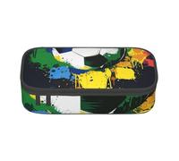 AQRJLPO Colorful Football Prints Pencil Case Cute Pen Pencil Pouch Large Capacity Compartment Pencil Box Travel Makeup Bag for Students Girls Boys Women