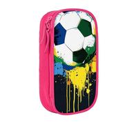AQRJLPO Colorful Football Prints Pencil Case for Students Boys Girls - Large Capacity Double-Layer Office School Stationery Pouch Pencil Holder,Pink