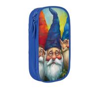 AQRJLPO Colorful Gnomes Prints Pencil Case for Students Boys Girls - Large Capacity Double-Layer Office School Stationery Pouch Pencil Holder,Blue