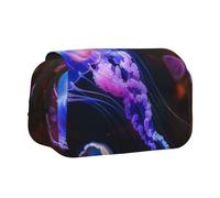 AQRJLPO Colorful Jellyfish Print Pencil Case Double - Layer Flip Pencil Pouch Pen Organizer Makeup Bag for School, Travel and Work