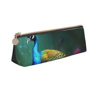 AQRJLPO Colorful Peacock Printed Stationery Pencil Case, Cute Leather Pencil Bag Pen Case Pouch, School Stationery Organizer Makeup Bag for Boys Girls Students