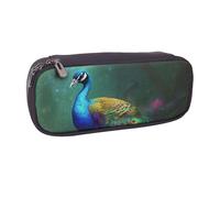 AQRJLPO Colorful Peacock Prints Flip Leather Pencil Case Cute Pen Pencil Pouch Pencil Box Travel Makeup Bag Stationery Gift for Students Girls Boys Women