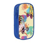 AQRJLPO Colorful Roller Skates Prints Pencil Case for Students Boys Girls - Large Capacity Double-Layer Office School Stationery Pouch Pencil Holder,Blue