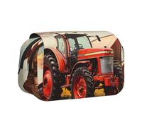 AQRJLPO Company Farm Tractor Print Pencil Case Double - Layer Flip Pencil Pouch Pen Organizer Makeup Bag for School, Travel and Work