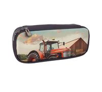 AQRJLPO Company Farm Tractor Prints Flip Leather Pencil Case Cute Pen Pencil Pouch Pencil Box Travel Makeup Bag Stationery Gift for Students Girls Boys Women