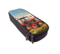AQRJLPO Company Farm Tractor Prints Leather Pencil Case & Cosmetic Organizer Pouch with Zipper - Waterproof School Supplies, Travel Makeup Bag, Stationery Gift for Students, Women