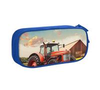 AQRJLPO Company Farm Tractor Prints Pencil Case for Boys Girls Large Capacity Office School Students Stationery Pouch Pencil Holder with 2 Compartments,Blue
