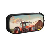 AQRJLPO Company Farm Tractor Prints Pencil Case for Boys Girls Large Capacity Office School Students Stationery Pouch Pencil Holder with 2 Compartments,Black