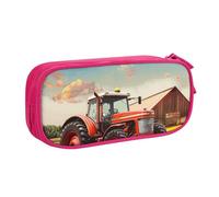 AQRJLPO Company Farm Tractor Prints Pencil Case for Boys Girls Large Capacity Office School Students Stationery Pouch Pencil Holder with 2 Compartments,Pink