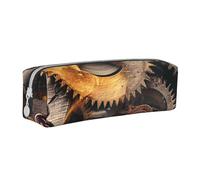 AQRJLPO Cool Steampunk Gears Printed Leather Simple Pencil Case, Cute Pencil Bag Pen Case Pouch, School Stationery Organizer Makeup Bag for Boys Girls Students
