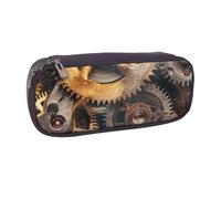 AQRJLPO Cool Steampunk Gears Prints Flip Leather Pencil Case Cute Pen Pencil Pouch Pencil Box Travel Makeup Bag Stationery Gift for Students Girls Boys Women
