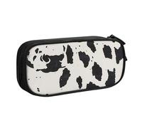 AQRJLPO Cow spot Prints Pencil Case for Boys Girls Large Capacity Office School Students Stationery Pouch Pencil Holder with 2 Compartments,Black