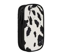 AQRJLPO Cow spot Prints Pencil Case for Students Boys Girls - Large Capacity Double-Layer Office School Stationery Pouch Pencil Holder,Black
