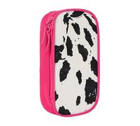 AQRJLPO Cow spot Prints Pencil Case for Students Boys Girls - Large Capacity Double-Layer Office School Stationery Pouch Pencil Holder,Pink