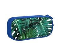 AQRJLPO Cute Green Palm Leaves Prints Pencil Case for Boys Girls Large Capacity Office School Students Stationery Pouch Pencil Holder with 2 Compartments,Blue