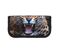 AQRJLPO Cute Leopard Print Canvas Pencil Case for Boys Girls Women, Cosmetic & Stationery Organizer, Zipper Desk Storage Pouch for School, Office & Travel Gifts