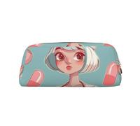 AQRJLPO Cute Nurse Print Leather Pencil Case with Gold Zipper, Multi-Use Cosmetic & Stationery Organizer, Waterproof Desk Storage Pouch for School, Office & Travel Gifts