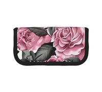 AQRJLPO Cute Rose Mix Leopard Pattern Print Canvas Pencil Case for Boys Girls Women, Cosmetic & Stationery Organizer, Zipper Desk Storage Pouch for School, Office & Travel Gifts