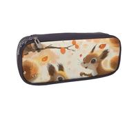 AQRJLPO Cute Squirrels Prints Flip Leather Pencil Case Cute Pen Pencil Pouch Pencil Box Travel Makeup Bag Stationery Gift for Students Girls Boys Women