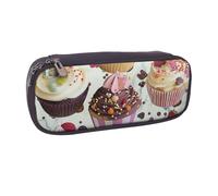 AQRJLPO Delicious Cupcakes Prints Flip Leather Pencil Case Cute Pen Pencil Pouch Pencil Box Travel Makeup Bag Stationery Gift for Students Girls Boys Women