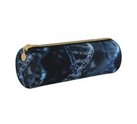 AQRJLPO DNA Chain Photo Printed Round Pencil Case, Cute Leather Pencil Bag Pen Case Pouch, School Stationery Organizer Makeup Bag for Boys Girls Students