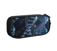 AQRJLPO DNA Chain Photo Prints Pencil Case for Boys Girls Large Capacity Office School Students Stationery Pouch Pencil Holder with 2 Compartments,Black