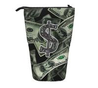 AQRJLPO Dollar Sign Money Print Expandable Pencil Case Organize, Stretchable Travel Stationery & Makeup Pouch Desk Storage Box for School, Office, Travel