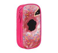 AQRJLPO Donut Print Prints Pencil Case for Students Boys Girls - Large Capacity Double-Layer Office School Stationery Pouch Pencil Holder,Pink