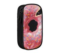 AQRJLPO Donut Print Prints Pencil Case for Students Boys Girls - Large Capacity Double-Layer Office School Stationery Pouch Pencil Holder,Black