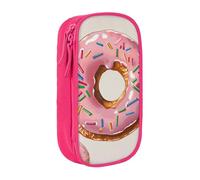 AQRJLPO Donut Prints Pencil Case for Students Boys Girls - Large Capacity Double-Layer Office School Stationery Pouch Pencil Holder,Pink