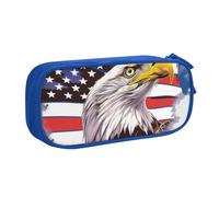 AQRJLPO Eagle with USA Flag Prints Pencil Case for Boys Girls Large Capacity Office School Students Stationery Pouch Pencil Holder with 2 Compartments,Blue