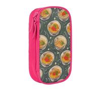 AQRJLPO Egg Cup Noodle Ramen Prints Pencil Case for Students Boys Girls - Large Capacity Double-Layer Office School Stationery Pouch Pencil Holder,Pink