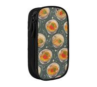 AQRJLPO Egg Cup Noodle Ramen Prints Pencil Case for Students Boys Girls - Large Capacity Double-Layer Office School Stationery Pouch Pencil Holder,Black