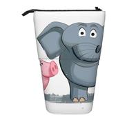 AQRJLPO Elephant and Piggie Print Expandable Pencil Case Organize, Stretchable Travel Stationery & Makeup Pouch Desk Storage Box for School, Office, Travel